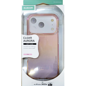 エレコム iPhone17 Pro用ソフトケース クリアオーロラ メタルステッカー付 ピンク PM-A25CUCAPN エレコム iPhone17 Pro用ソフトケース クリアオーロラ メタルステッカー付 ピンク PM-A25CUCAPN