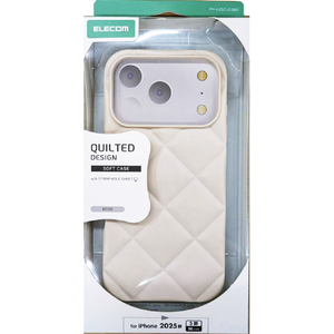 エレコム iPhone17 Pro用ソフトケース キルティング ベージュ PM-A25CUCQBE エレコム iPhone17 Pro用ソフトケース キルティング ベージュ PM-A25CUCQBE