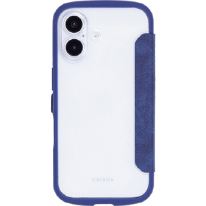 NATURAL　design iPhone17用 背面手帳型ケース CHROME-NATURAL ブルー IP25-61-CHN08-イメージ2