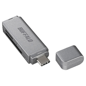 BUFFALO USB3．0 Type-C接続カードリーダーSD用直挿し シルバー BSCR120U3CSV-イメージ1