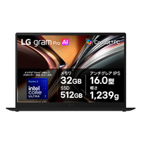 LG Electronics Japan LG gram Pro 16 メモリ 32GB SSD 512GB ノートパソコン  軽量 インテル Core Ultra 7 355 (シリーズ3) Windows 11 Home Copilot+ PC 16インチ 16Z90U-GU85J 2026年モデル 16Z90U-GU85J