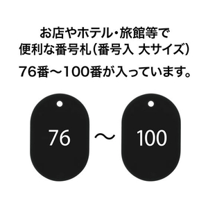 オープン工業 スチロール番号札 小判大 76～100 黒 FC87711-BF-53-BK-イメージ2
