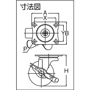 トラスコ キャスター　ＴＹＧシリーズ　自在ＳＰ付　ウレタン車　３８ｍｍ TYGUB-38-イメージ2