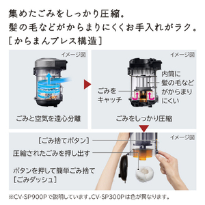 日立 サイクロン式パワーブラシ パワかるサイクロン マーブルアイボリー CV-SP300P C-イメージ10