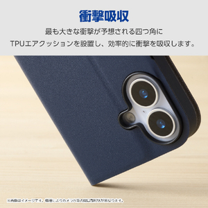 エレコム AQUOS wish5用ソフトレザーケース 薄型 磁石付 ネイビー PM-S251PLFUNV-イメージ2