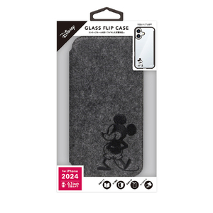 PGA iPhone 16用ガラスフリップケース ミッキーマウス PG-D24AGF05MKY-イメージ1
