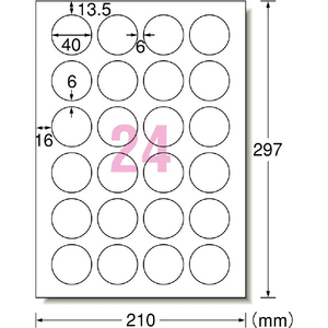 エーワン ラベルシール(レーザープリンタ) A4判 24面 20シート(480片)入り 31379-イメージ2