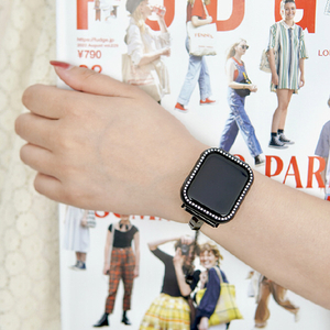 GAACAL Apple Watch Series 4-6/SE1-2 [44mm]用メタリック スワロフスキーフレーム ブラック W00290BK4-イメージ2