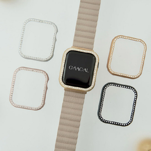 GAACAL Apple Watch Series 4-6/SE1-2 [44mm]用メタリック スワロフスキーフレーム シルバー W00290S4-イメージ3