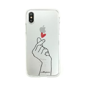 Dparks iPhone XS/X用ソフトクリアケース 指ハート DS10381I8-イメージ2