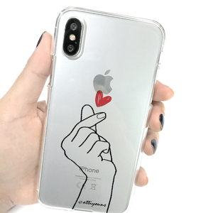 Dparks iPhone XS/X用ソフトクリアケース 指ハート DS10381I8-イメージ5