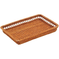 萬洋 籐製 浅型スカシパンカゴ 46号 16-730B 茶 FC327KZ-0349400