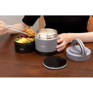 ＬＩＶ ＰＬＵＳ 保温弁当箱 2段 丸型 大容量 850mL ブラック FCF864M-NQ-212-イメージ3