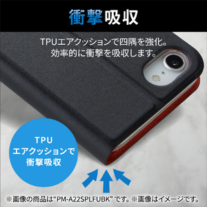 エレコム iPhone SE(第3世代)/SE(第2世代)/8/7用レザーケース 手帳型 UltraSlim 薄型 磁石付き クリアケース ブラック PM-A22SPLFUBK-イメージ3