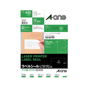 エーワン ラベルシール(レーザープリンタ) A4判 21面 20(420片)シート入り ホワイト A-ONE.28383-イメージ1