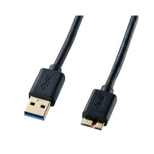サンワサプライ USB3．0対応マイクロケーブル（USBIF認証タイプ・1．8m） ブラック KU30-AMC18BK-イメージ1