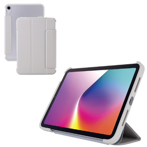 エレコム iPad mini(A17 Pro)用フラップケース 薄型軽量 カラーエッジ 背面クリア グレージュ TB-A25SWVFCGB-イメージ2