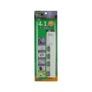 エルパ LEDランプスイッチ付タップ(4個口・1m) WLS-LY4100RS-イメージ2