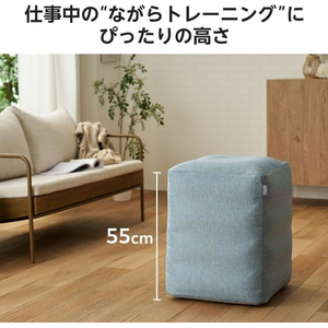 エレコム 四角いバランスボール カバー付 ブルー FC401SP-HCF-BBCUBE55BUL-イメージ3