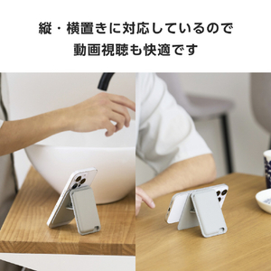 エレコム MagSafe対応iPhone用カードウォレットスタンド MAGKEEP グレー AMS-MAGWSGY-イメージ5