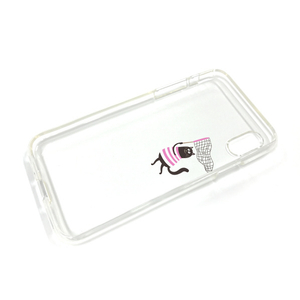 Dparks iPhone XS/X用ソフトクリアケース 虫取りネコ ピンク DS10384I8-イメージ1