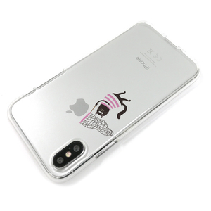 Dparks iPhone XS/X用ソフトクリアケース 虫取りネコ ピンク DS10384I8-イメージ3