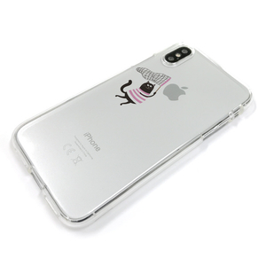 Dparks iPhone XS/X用ソフトクリアケース 虫取りネコ ピンク DS10384I8-イメージ4