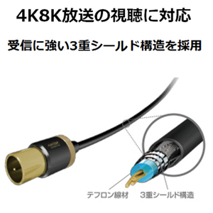 エレコム 4K8K対応TV接続用アンテナ分波器 0．5m ブラック DH-ATS48K05BK-イメージ3