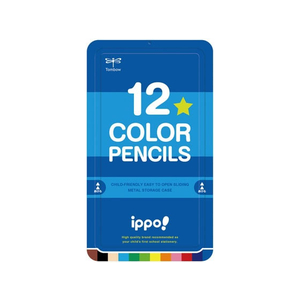 トンボ鉛筆 ippo!スライド缶入色鉛筆12色 プレーン ブルー F907512-CL-RPM0412C-イメージ1