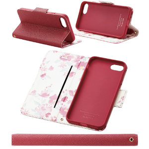 エレコム iPhone SE(第3世代)/SE(第2世代)/8/7用レザーケース 手帳型 UltraSlim Flowers 薄型 磁石付 ディープピンク PM-A22SPLFUJPND-イメージ3