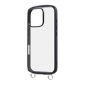 レイアウト iPhone 16 Pro用Like standard Puffull 耐衝撃 バンパー ストラップ金具付き ハイブリッドケース ブラック RT-P47CMD1/B