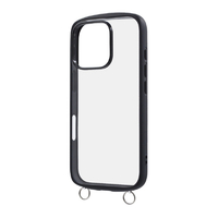 レイアウト iPhone 16 Pro用Like standard Puffull 耐衝撃 バンパー ストラップ金具付き ハイブリッドケース ブラック RT-P47CMD1/B