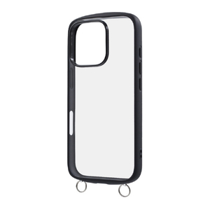 レイアウト iPhone 16 Pro用Like standard Puffull 耐衝撃 バンパー ストラップ金具付き ハイブリッドケース ブラック RT-P47CMD1/B-イメージ1