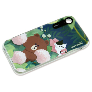LINE FRIENDS iPhone XR用ケース LIGHT UP CASE テーマ ブラウン KCL-LCT005-イメージ2