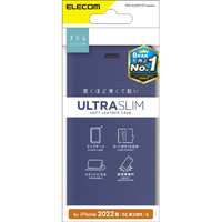 エレコム iPhone SE(第3世代)/SE(第2世代)/8/7用レザーケース 手帳型 UltraSlim 薄型 磁石付き クリアケース ネイビー PM-A22SPLFUNV