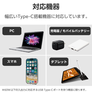 エレコム USB Type-Cケーブル やわらかL字タイプ(1m) ブラック U2C-CCLY10NBK-イメージ7