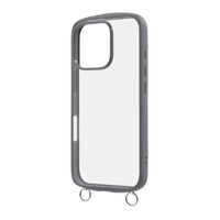 レイアウト iPhone 16 Pro用Like standard Puffull 耐衝撃 バンパー ストラップ金具付き ハイブリッドケース グレー RT-P47CMD1/GR