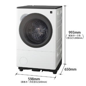 シャープ 【右開き】10kgドラム洗濯機 ラスターホワイト ES-10L2-WR-イメージ2