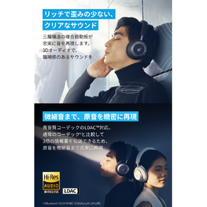 Anker ヘッドフォン　Soundcore Space One Pro ミッドナイトブラック A3062N11-イメージ5