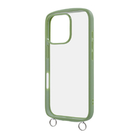 レイアウト iPhone 16 Pro用Like standard Puffull 耐衝撃 バンパー ストラップ金具付き ハイブリッドケース カーキ RT-P47CMD1/OV