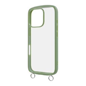 レイアウト iPhone 16 Pro用Like standard Puffull 耐衝撃 バンパー ストラップ金具付き ハイブリッドケース カーキ RT-P47CMD1/OV-イメージ1