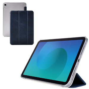 エレコム iPad mini(A17 Pro)用フラップケース 薄型軽量 背面クリア 2アングル ネイビー TB-A25SWVNV-イメージ2