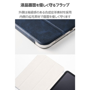 エレコム iPad mini(A17 Pro)用フラップケース 薄型軽量 背面クリア 2アングル ネイビー TB-A25SWVNV-イメージ6