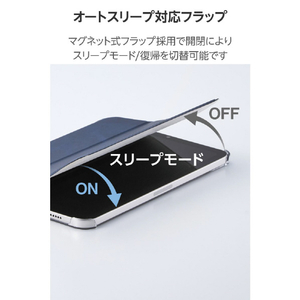 エレコム iPad mini(A17 Pro)用フラップケース 薄型軽量 背面クリア 2アングル ネイビー TB-A25SWVNV-イメージ7