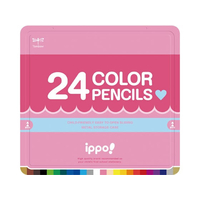 トンボ鉛筆 ippo!スライド缶入色鉛筆24色 プレーン ピンク F907519CL-RPW0424C