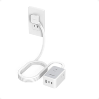 TESSAN コード式6ポート電源タップ(超薄型プラグ) PS01DJP