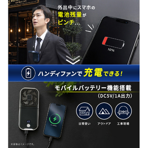 YUASA 折りたたみ5WAYハンディファン グレー YM-702HS(H)-イメージ10