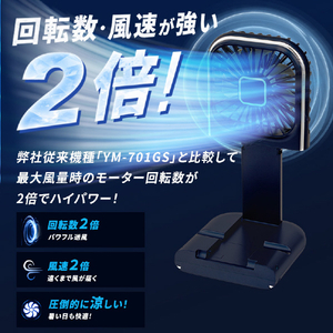 YUASA 折りたたみ5WAYハンディファン グレー YM-702HS(H)-イメージ7
