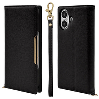 ラスタバナナ iPhone17用ILBE ハンドストラップ付き手帳ケース ブラック 8967IP5ABHSBK