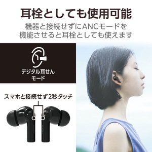 エレコム 完全ワイヤレスヘッドホン ブラック LBT-TWS15BK2-イメージ4